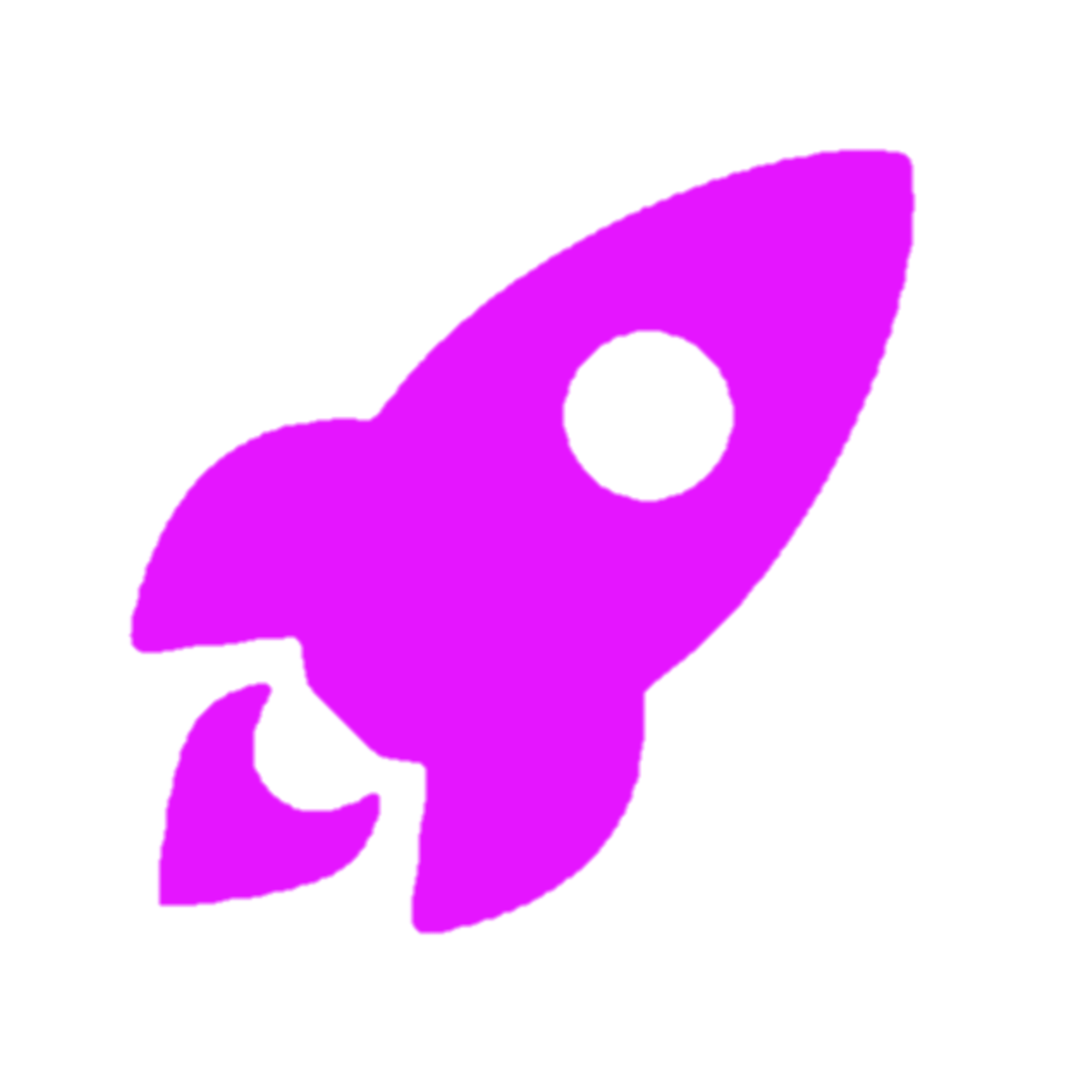 A simple, solid magenta rocket icon on a white background, shown at an upward diagonal angle with a circular window near the nose—perfect for representing Ecuador IPTV’s dynamic streaming service.