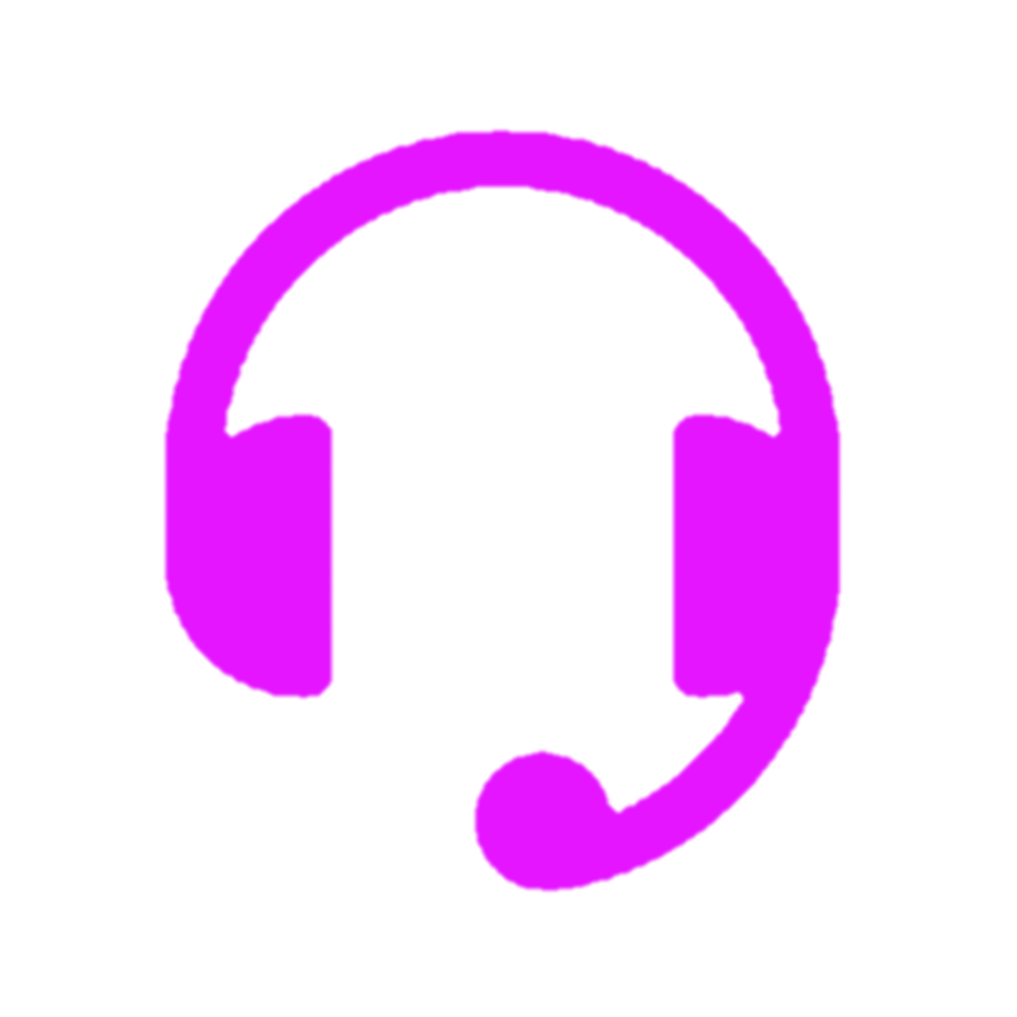 A simple magenta headset icon with a microphone on a white background, perfect for representing Ecuador IPTV services.