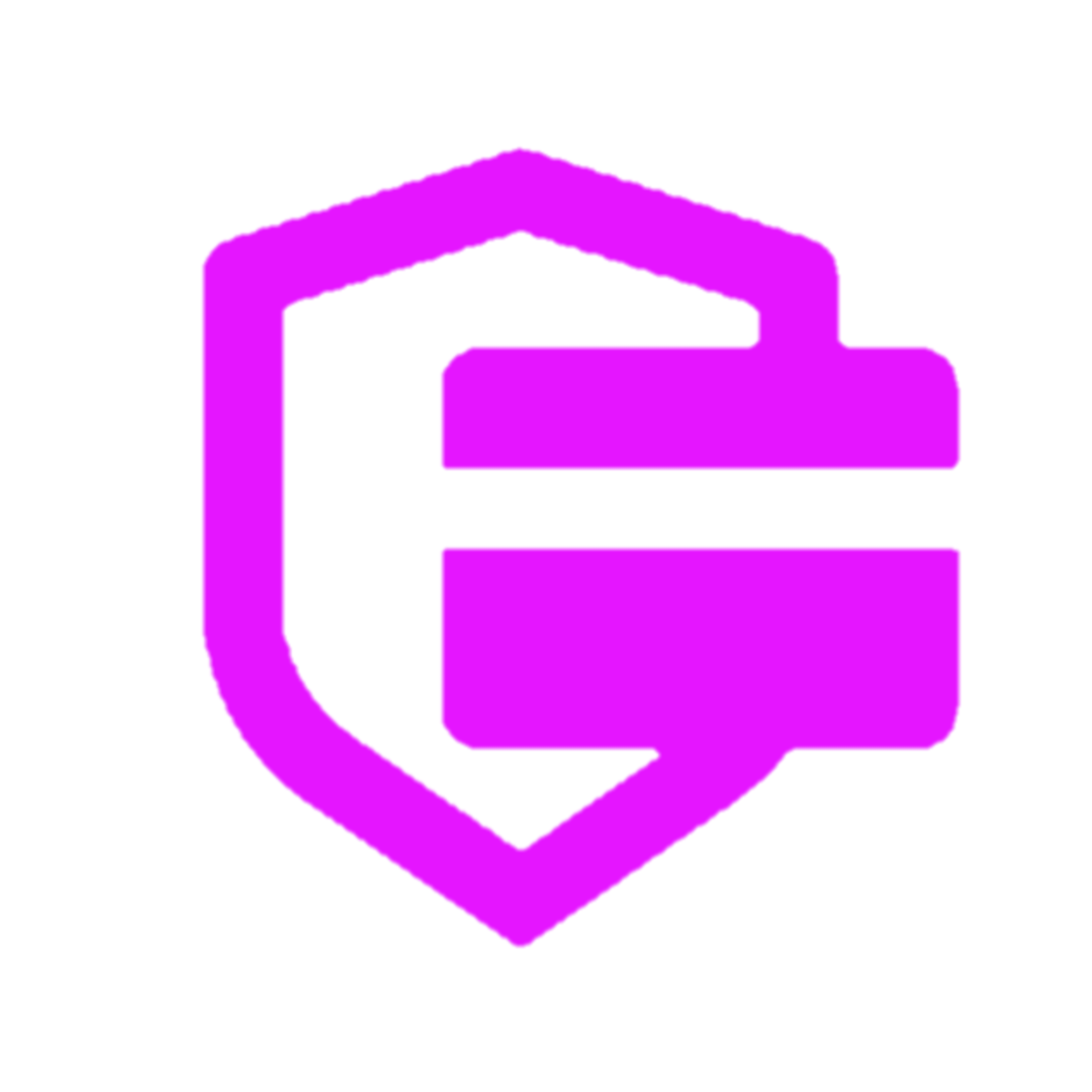 A bold, pink, stylized letter G is enclosed within a shield outline on a white background, representing Ecuador IPTV with a modern flair.